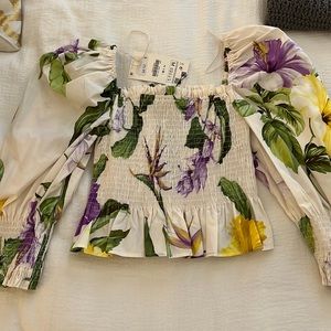 Zara floral printed long sleeve top